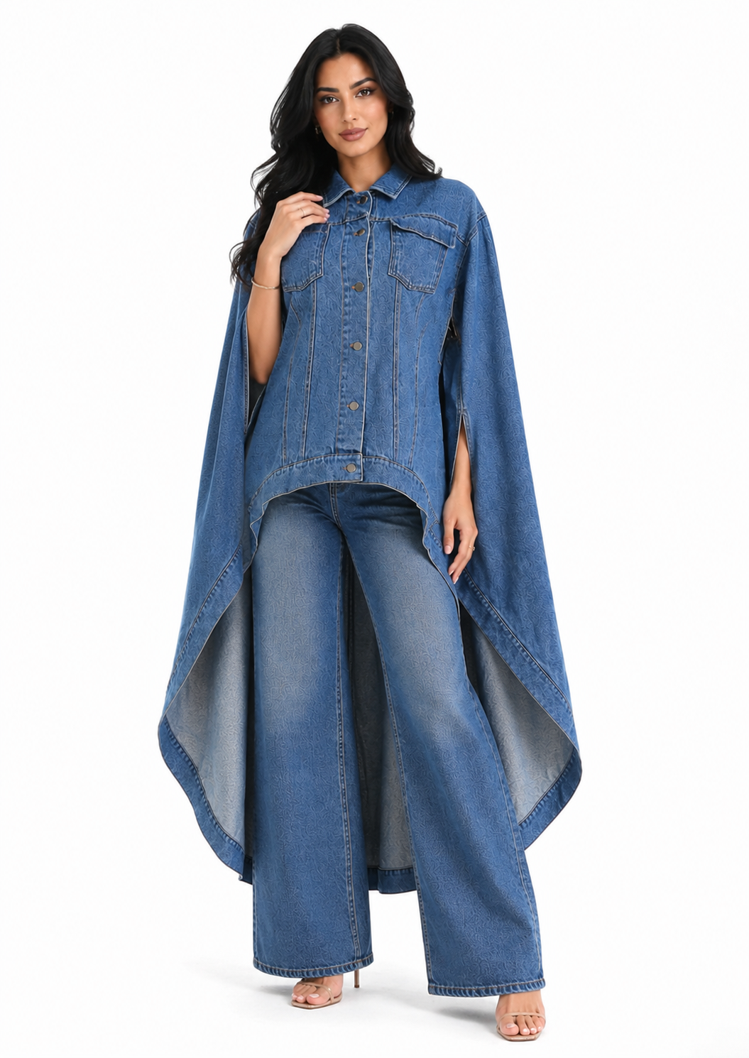 Cape Sleeve Denim Jacket - Cascade