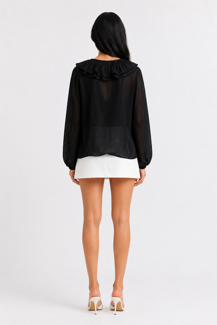 Blush Ruffle Tie-Neck Blouse - Romance