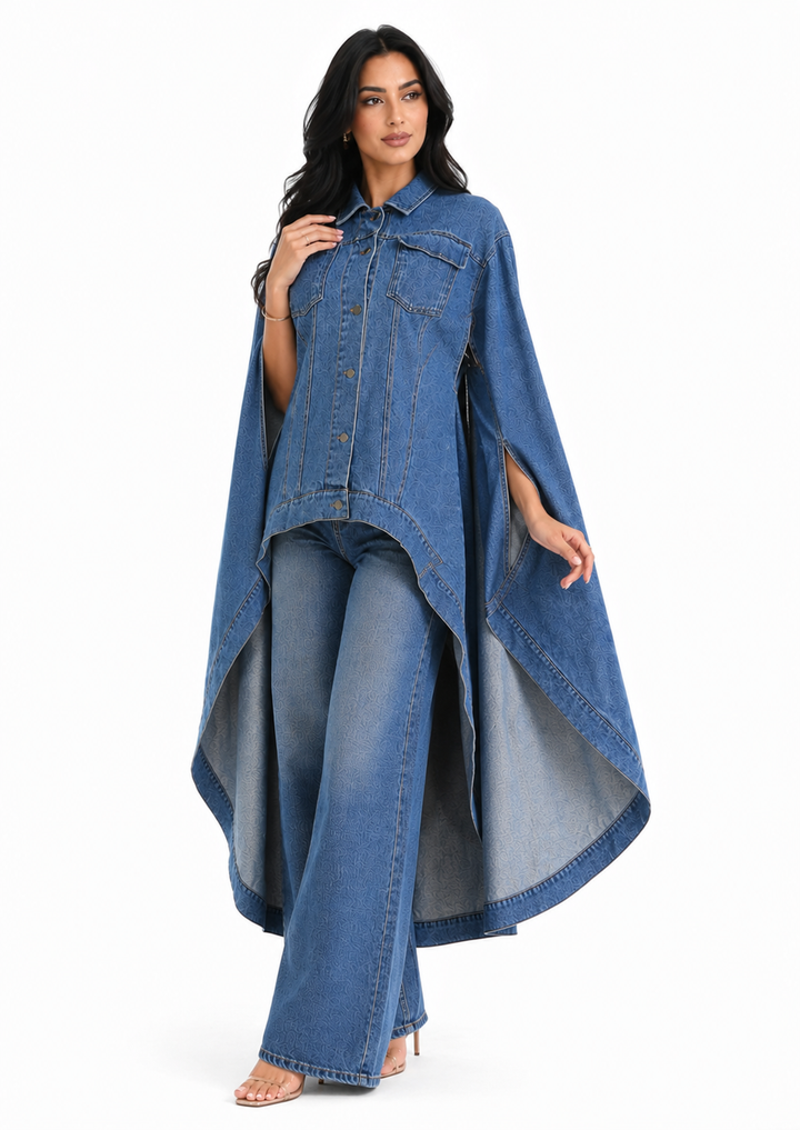 Cape Sleeve Denim Jacket - Cascade