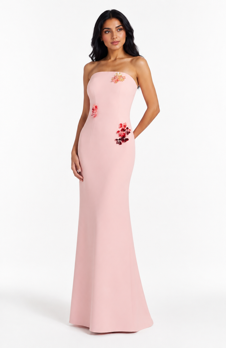 Blush Floral Strapless Mermaid Gown - Petal