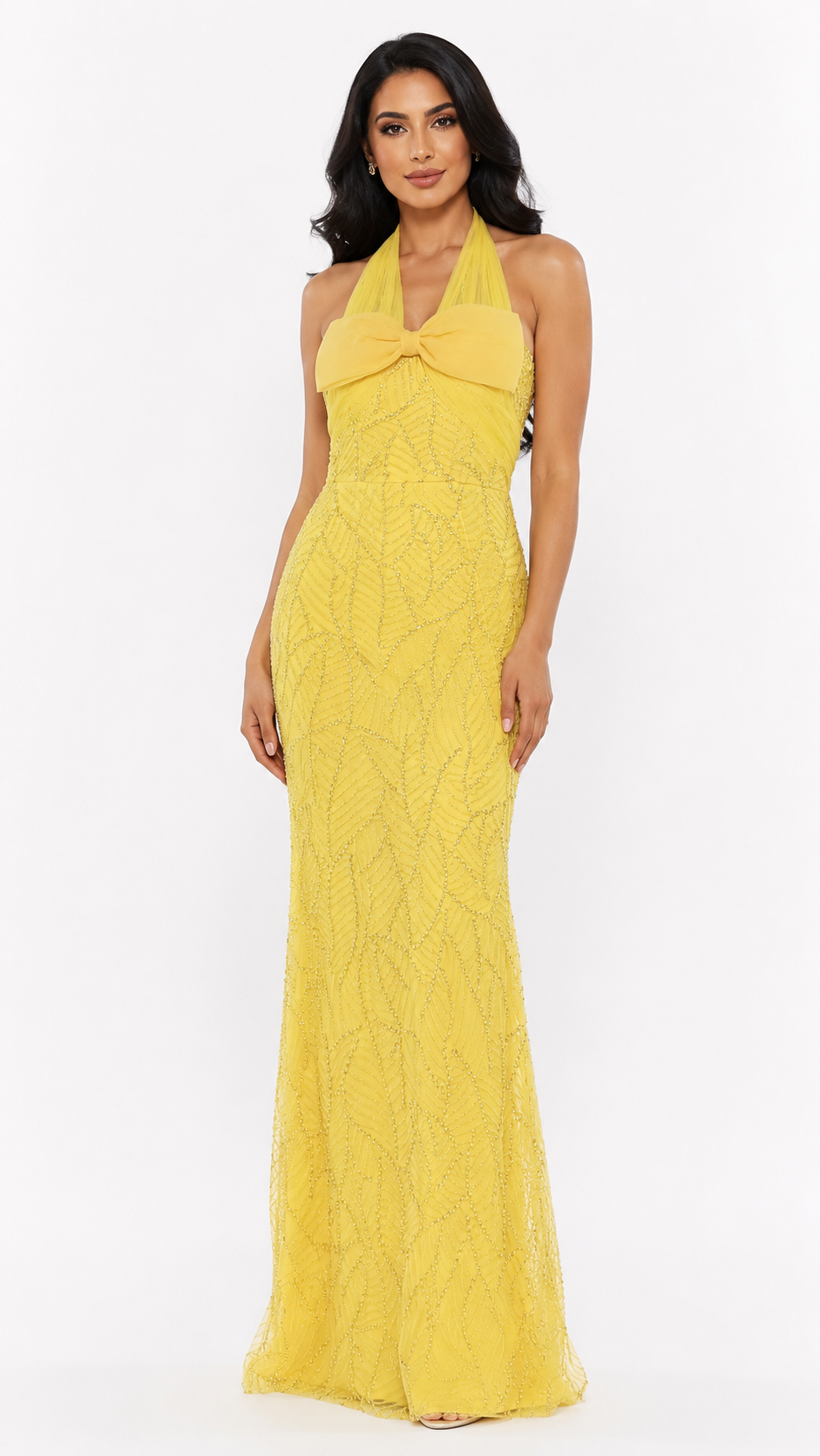 Sunlit Beaded Halter Gown - Radiance