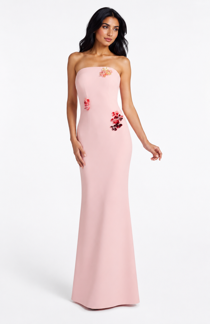 Blush Floral Strapless Mermaid Gown - Petal