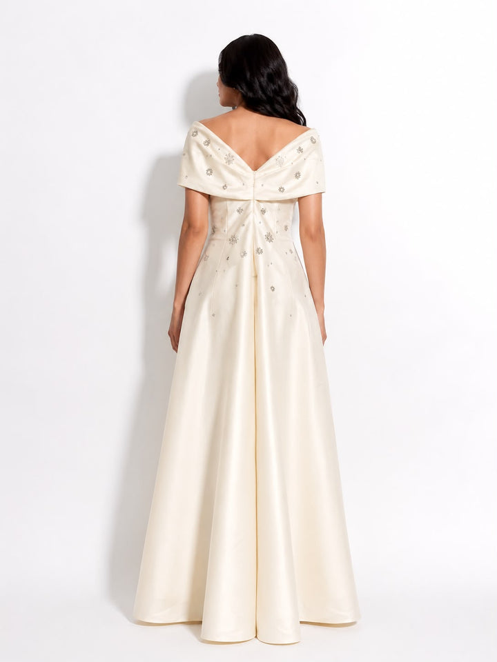 Embellished Off-Shoulder A-Line Maxi Dress - Grace