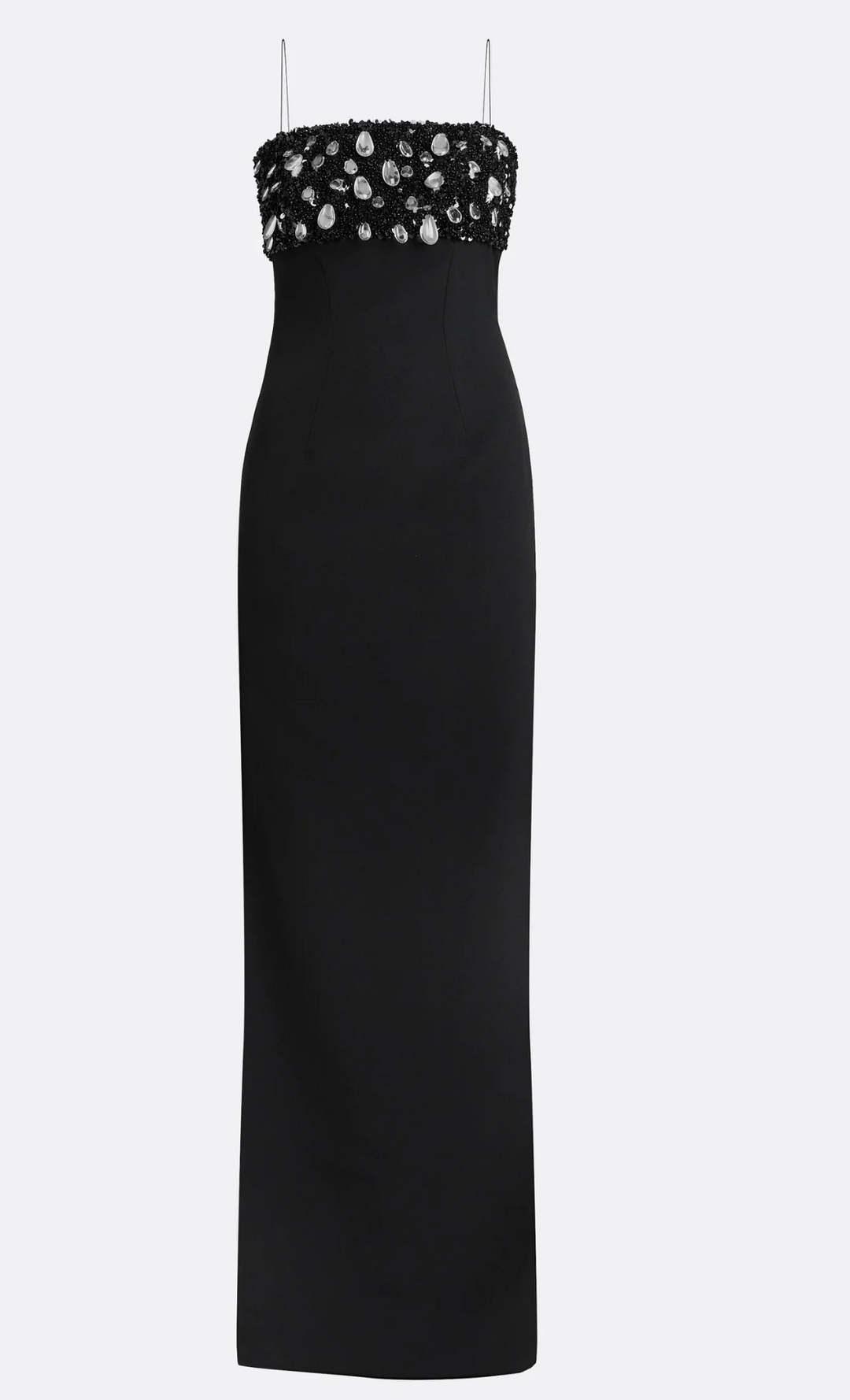 Crystal-Embellished Column Gown - Onyx