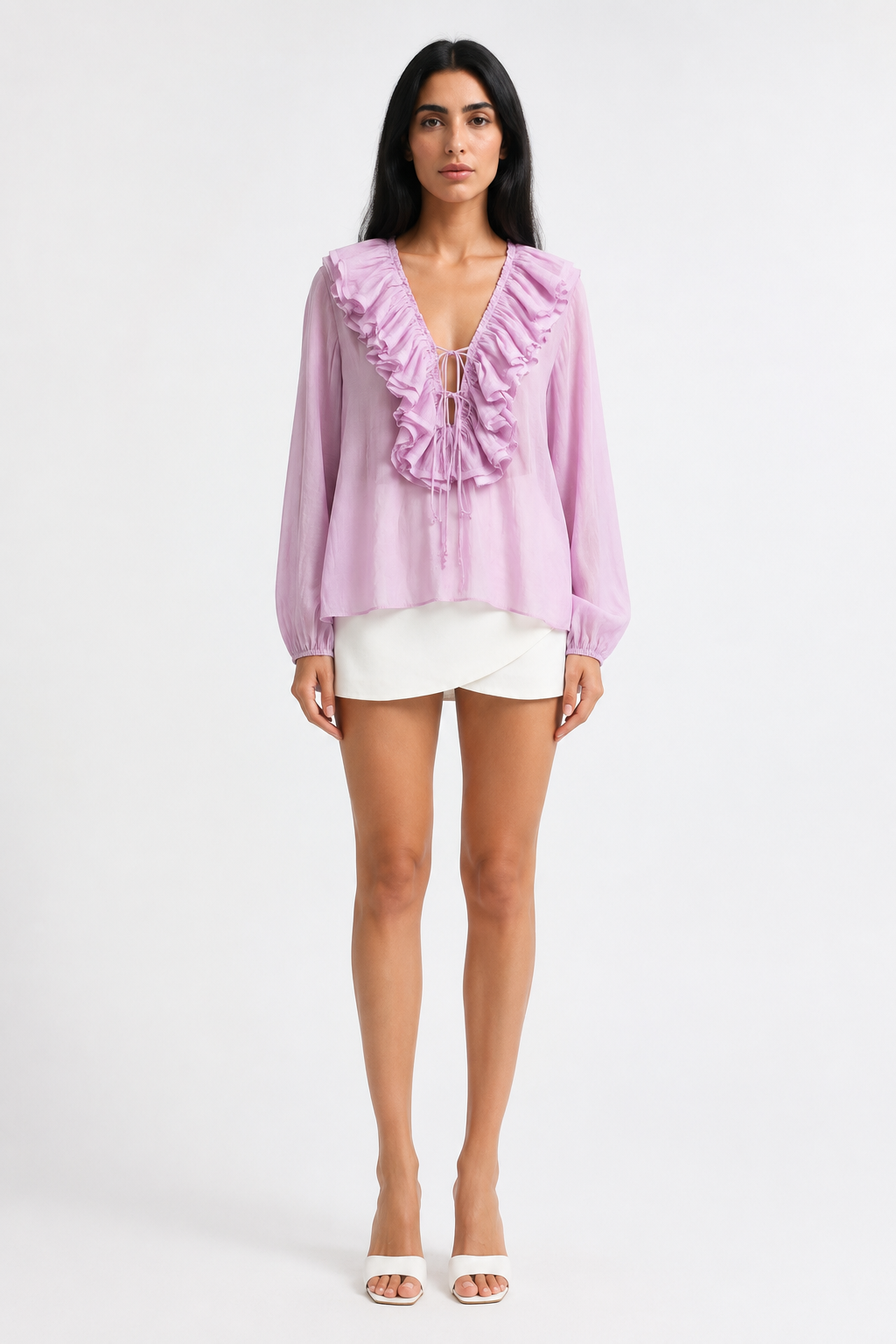 Blush Ruffle Tie-Neck Blouse - Romance