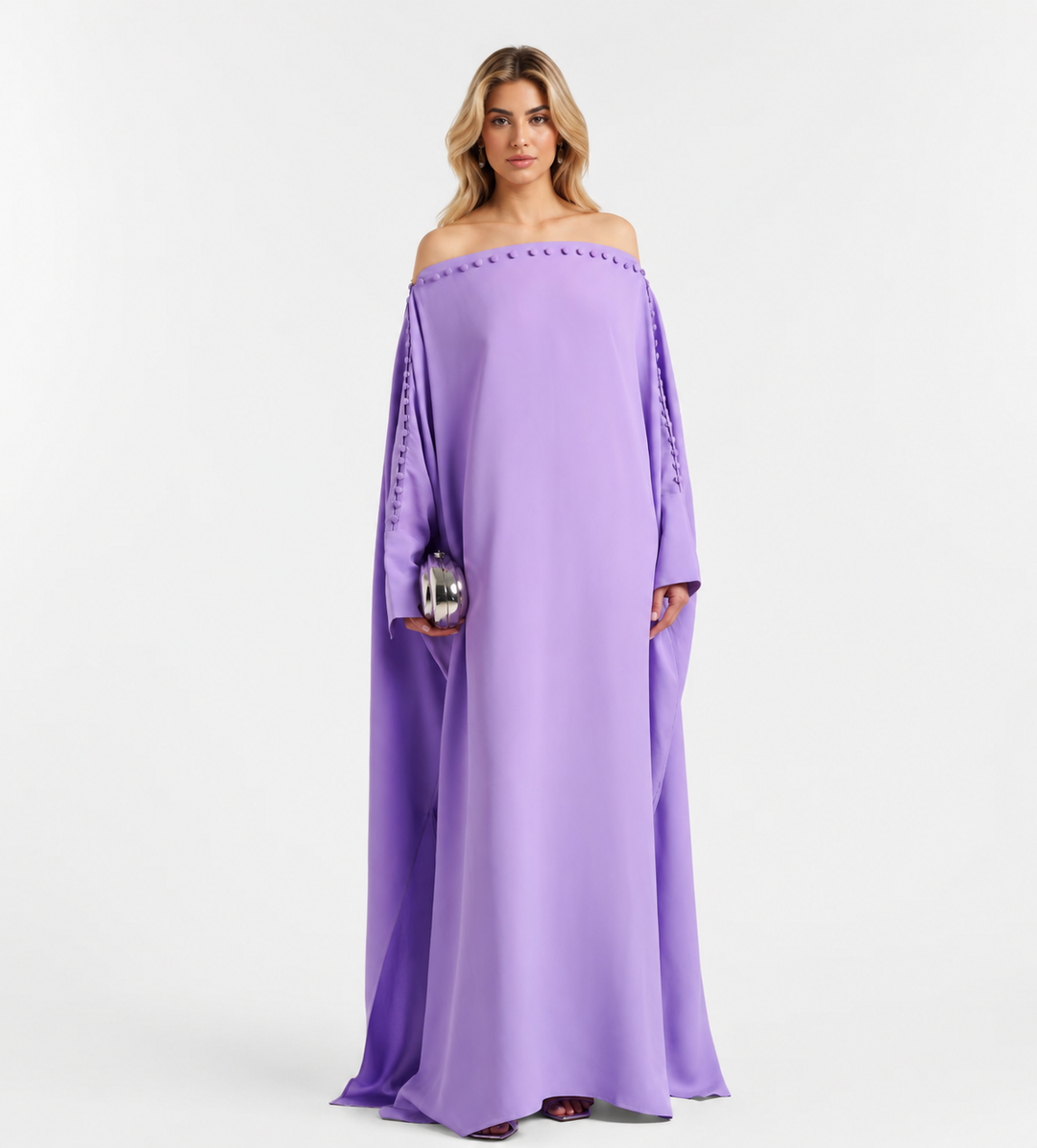 Off-Shoulder Cape Gown - Lavender