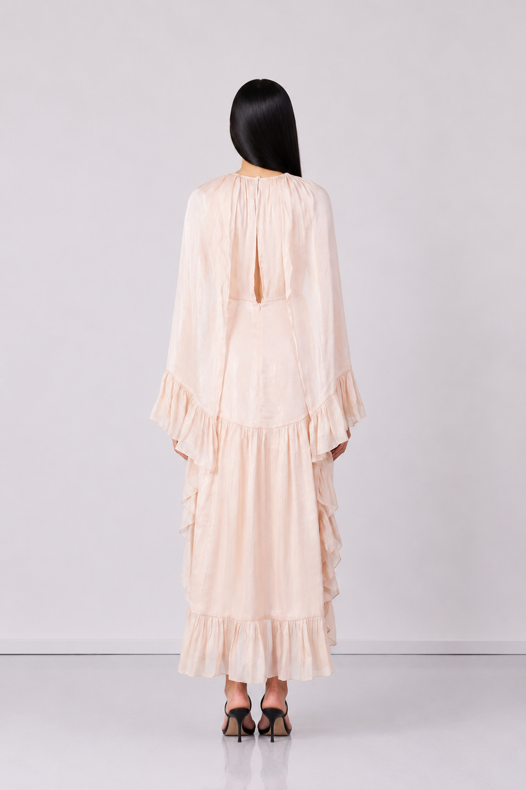 Blush High-Low Ruffle Maxi Dress - Serenity