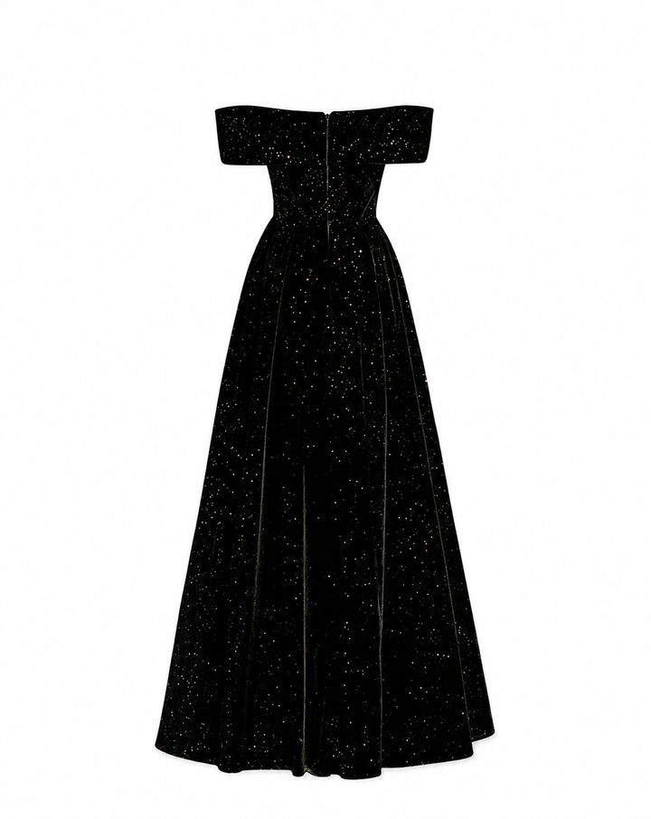 Starlight Off-Shoulder A-Line Gown - Noirtr