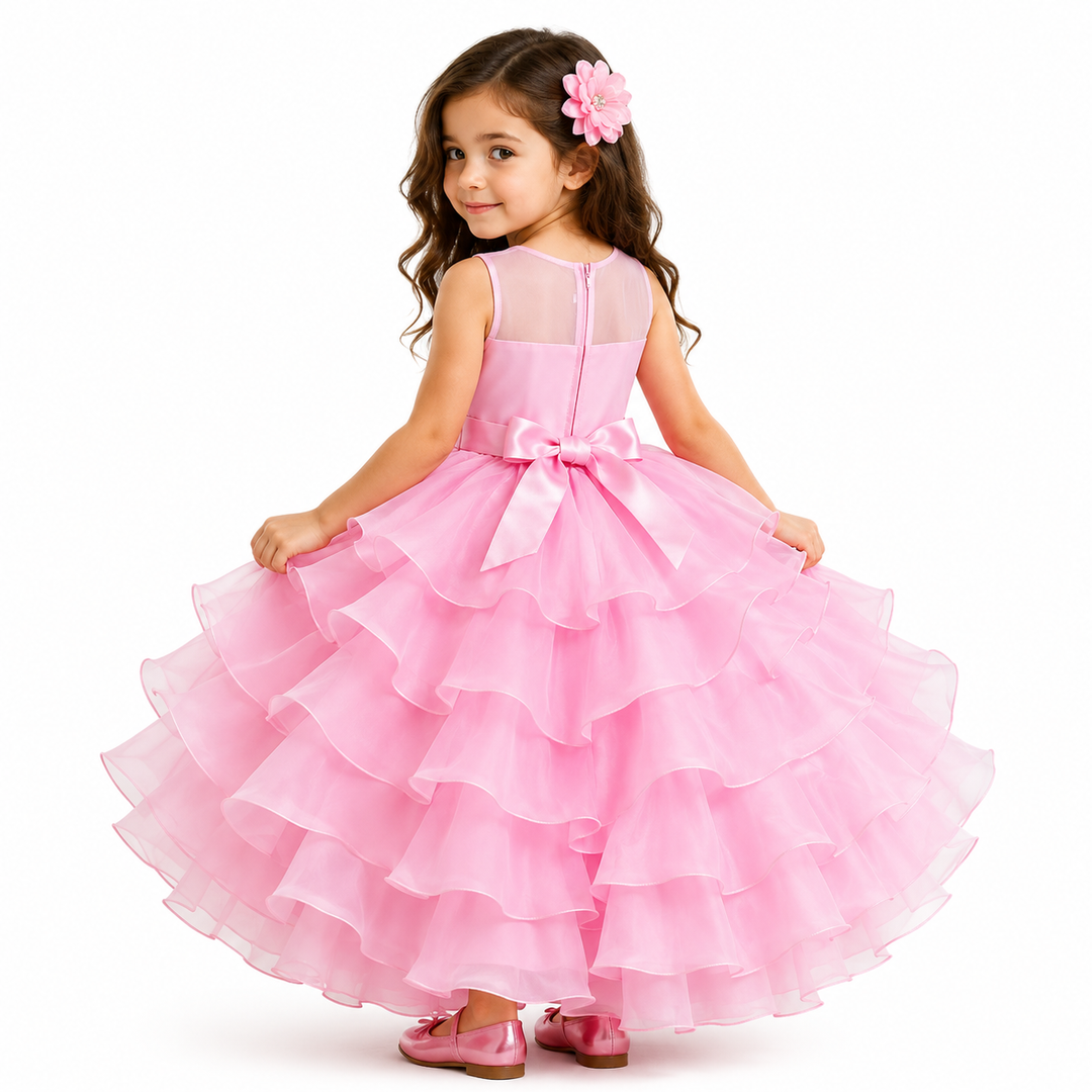 Royal Bloom Layered Princess Dress — Sapphire