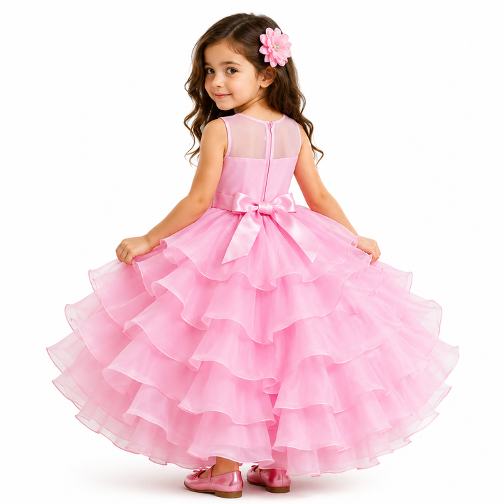 Royal Bloom Layered Princess Dress — Sapphire