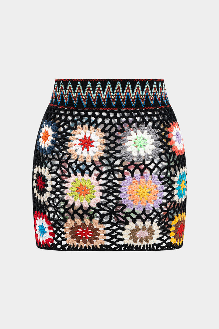 Knit Contrast Cut Out Skirt