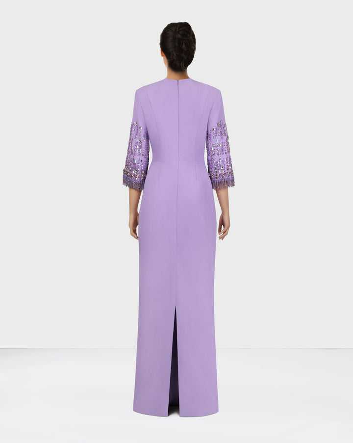 Beaded sleeve column gown – Bloma-1
