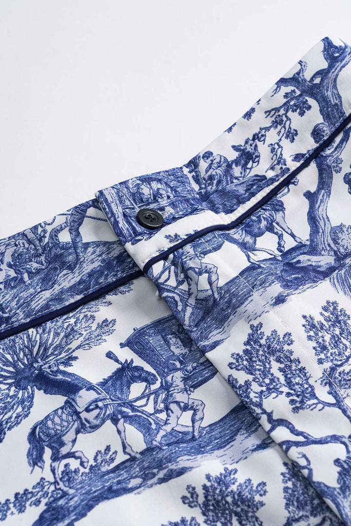 Retro Print Shirt And Shorts Set