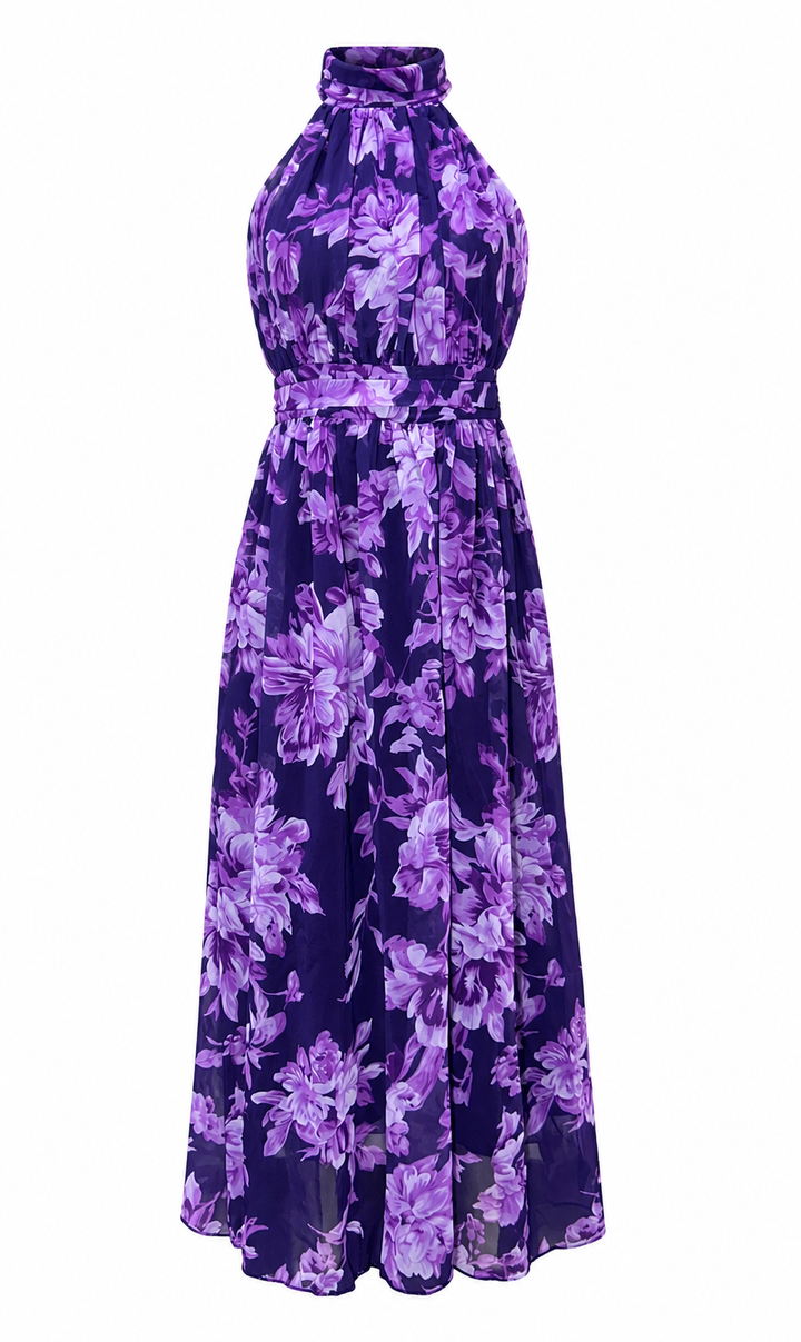 Violet Bloom Halter Maxi Dress - Dream