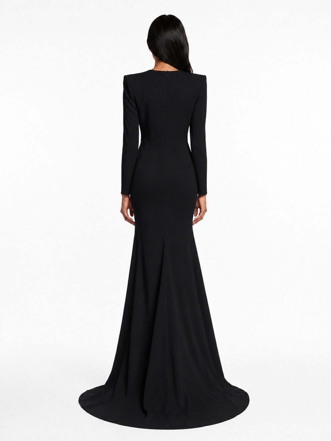 Draped Long Sleeve Maxi Gown - Pearl