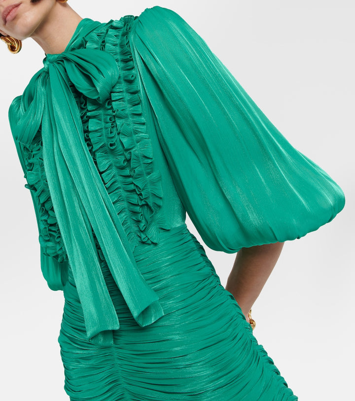 pleated tiered gown with bow-tie neckline – ROLIEN