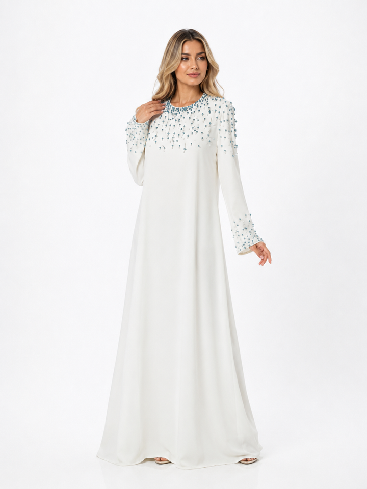 Crystal Beaded Maxi Dress - Ruby