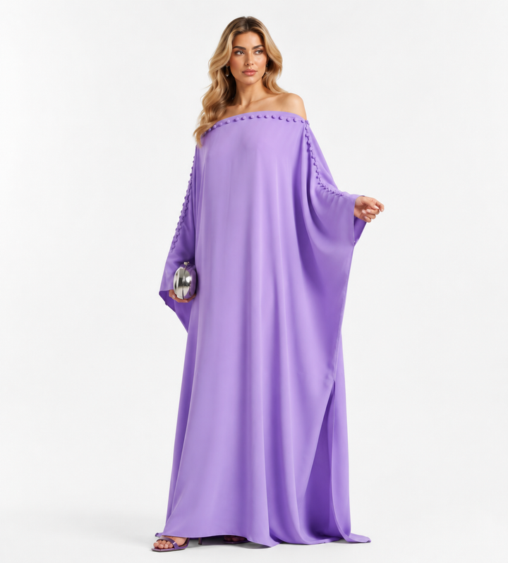 Off-Shoulder Cape Gown - Lavender