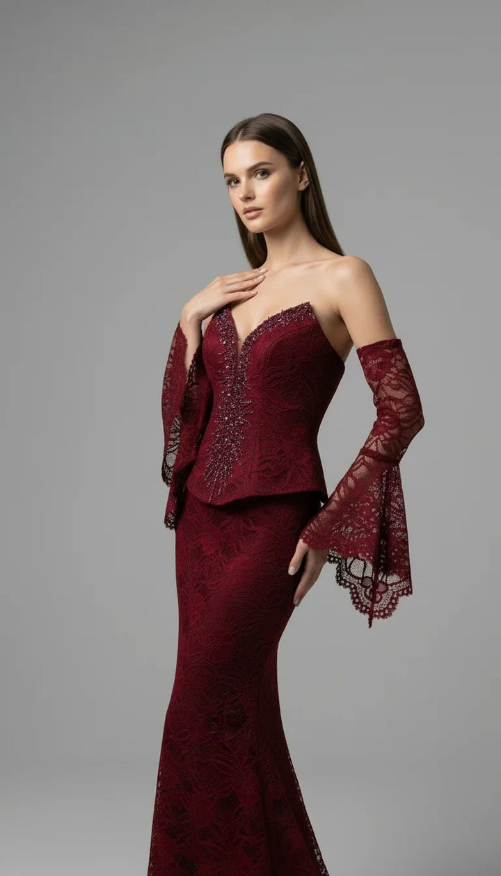Mermaid-style evening dress with a corset-embellished bodice 2471 - SILSA