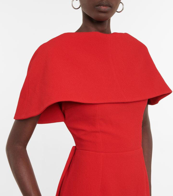 cape-shoulder gown with back slit – OCEANE