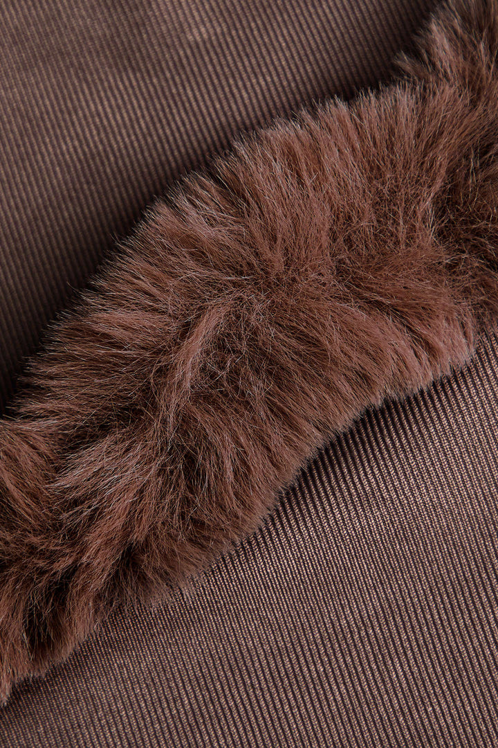 Faux Fur Patchwork Top With Gloves