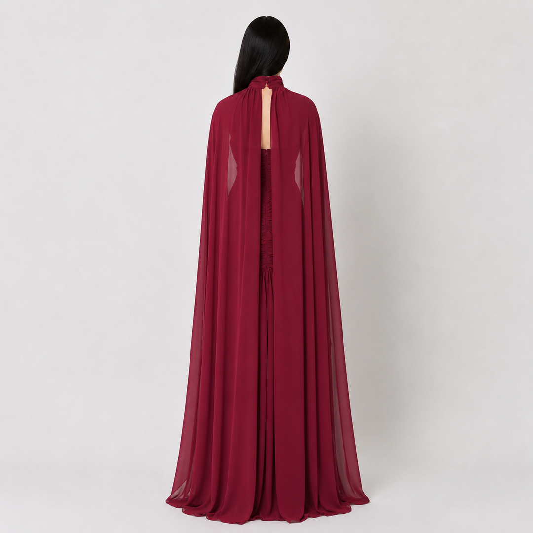 Royal Drape Cape Evening Gown — Majesty