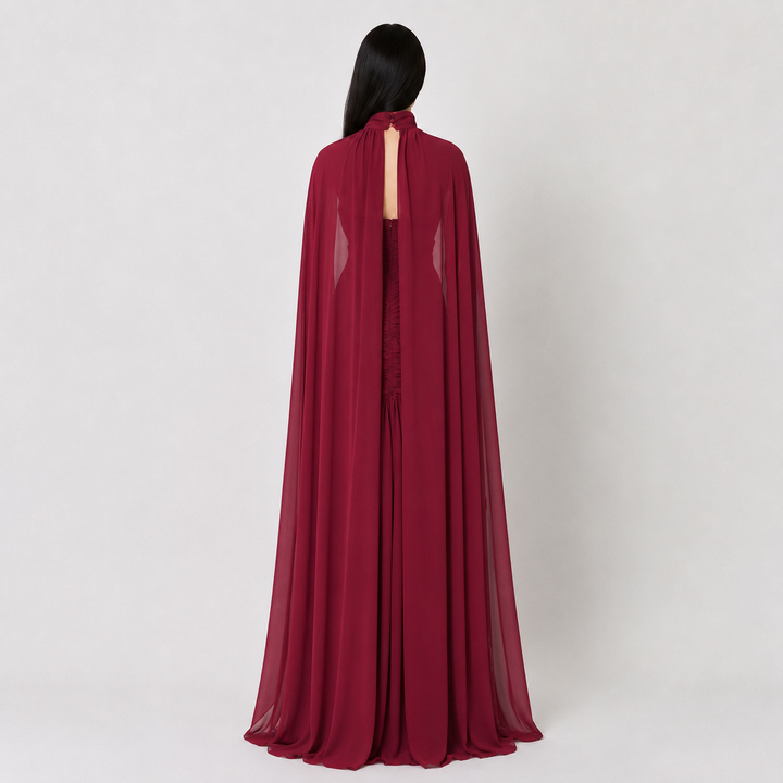 Royal Drape Cape Evening Gown — Majesty
