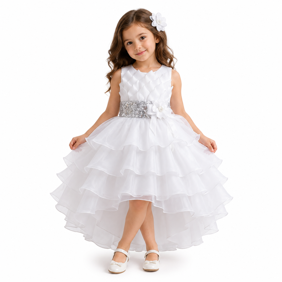 Royal Bloom Layered Princess Dress — Sapphire