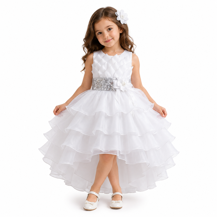 Royal Bloom Layered Princess Dress — Sapphire