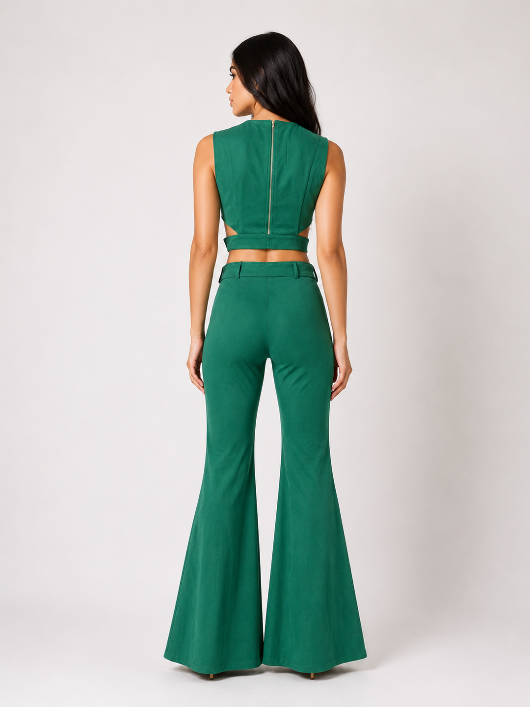 Cut-Out Crop Top & Flared Pants Set — Eclipse