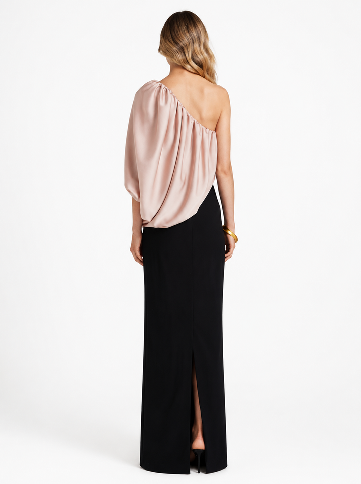 Blush One-Shoulder Draped Maxi Dress - Aurora