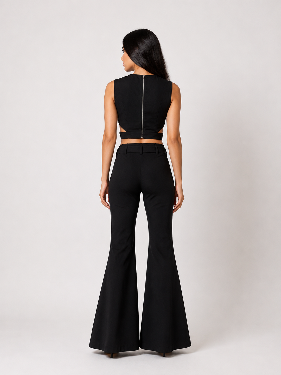 Cut-Out Crop Top & Flared Pants Set — Eclipse