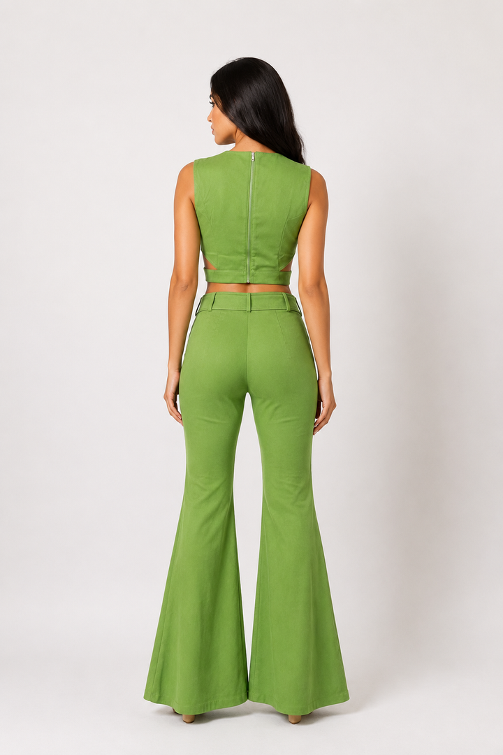 Cut-Out Crop Top & Flared Pants Set — Eclipse