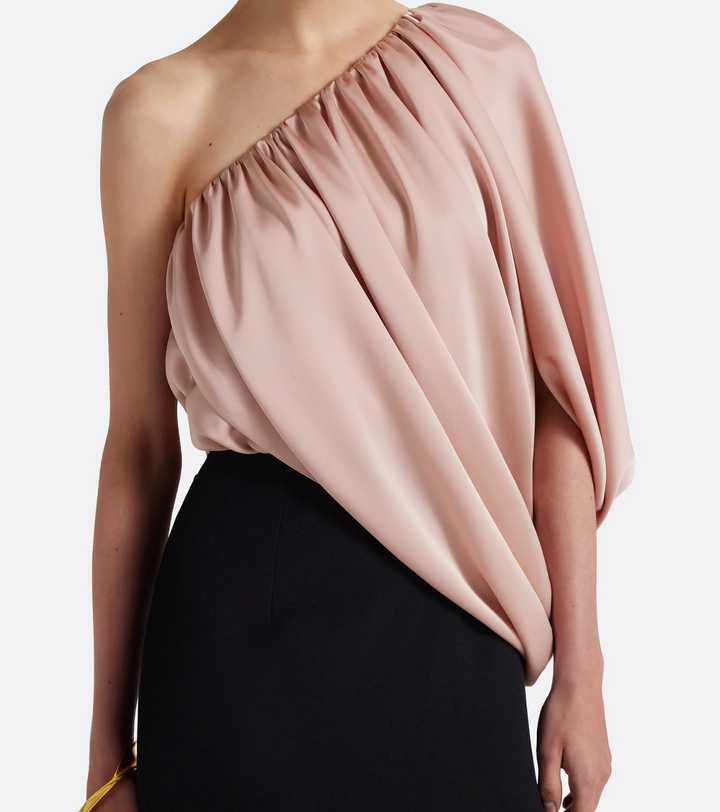 Blush One-Shoulder Draped Maxi Dress - Aurora