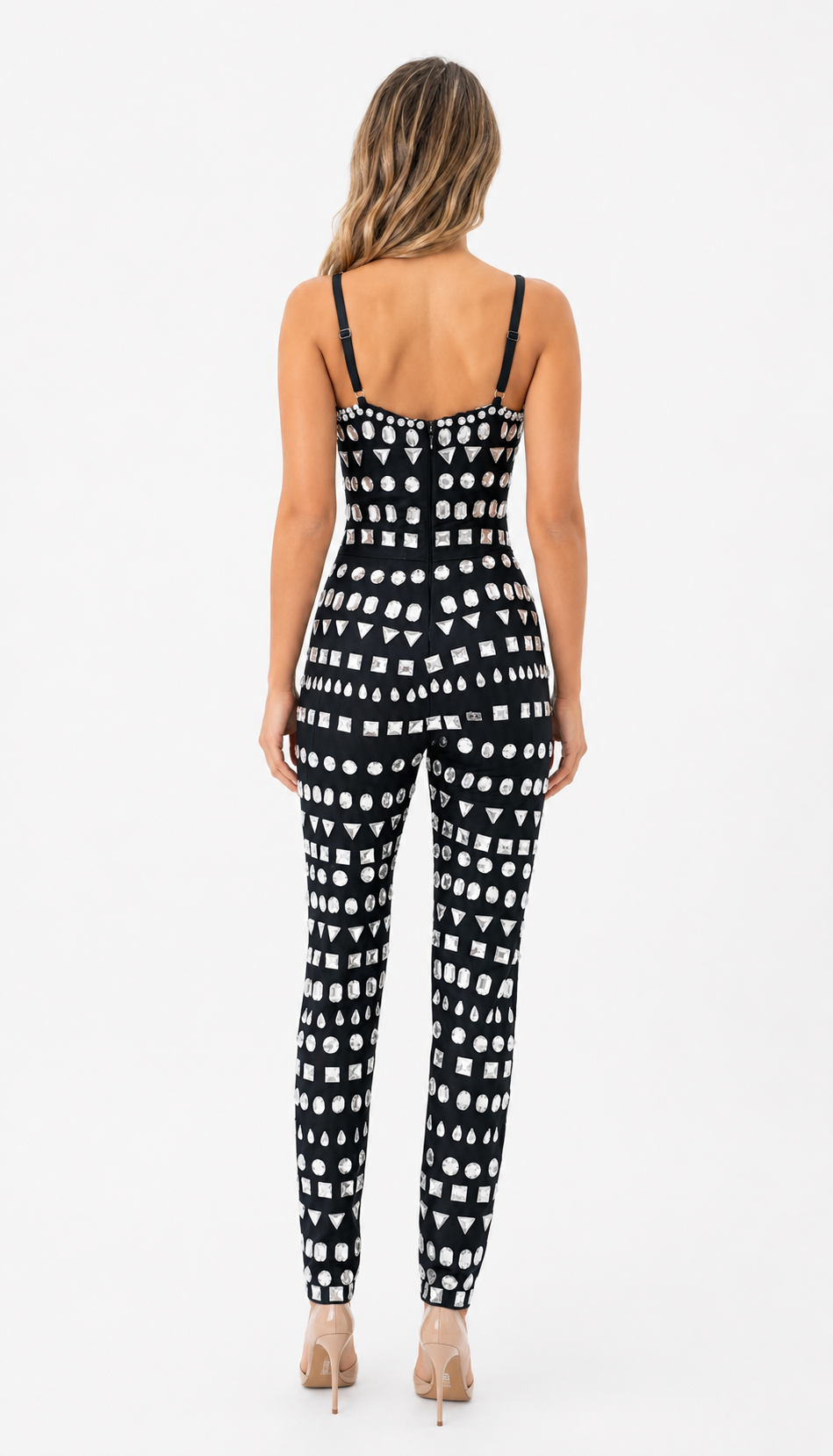 Crystal Embellished Black Jumpsuit - Glamour