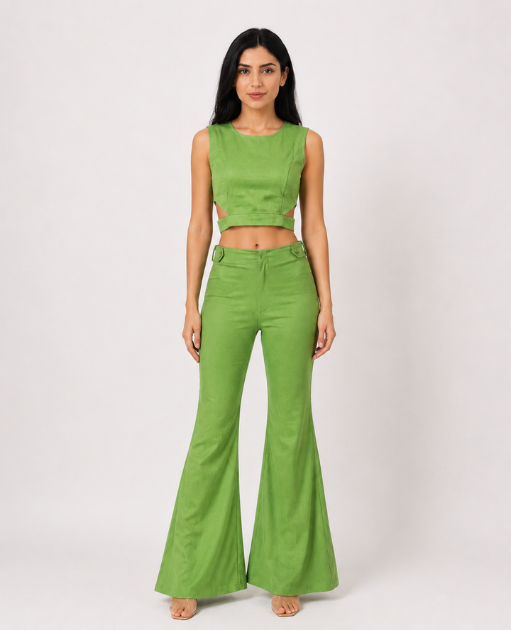 Cut-Out Crop Top & Flared Pants Set — Eclipse