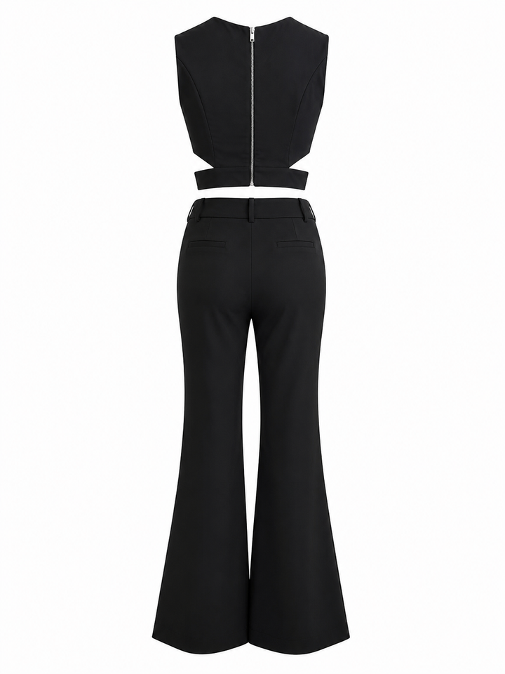 Cut-Out Crop Top & Flared Pants Set — Eclipse