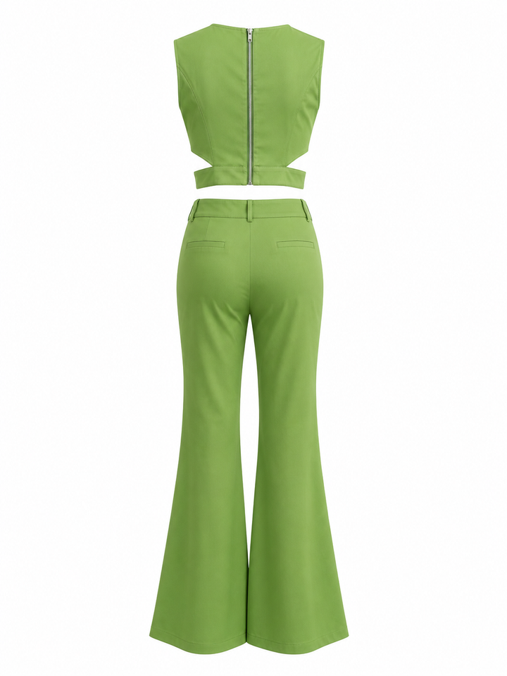 Cut-Out Crop Top & Flared Pants Set — Eclipse