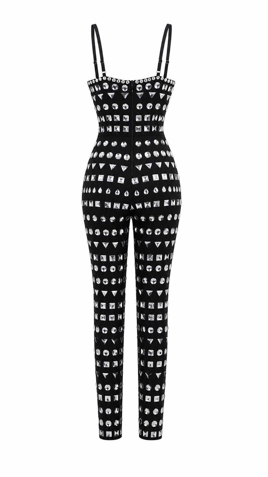 Crystal Embellished Black Jumpsuit - Glamour