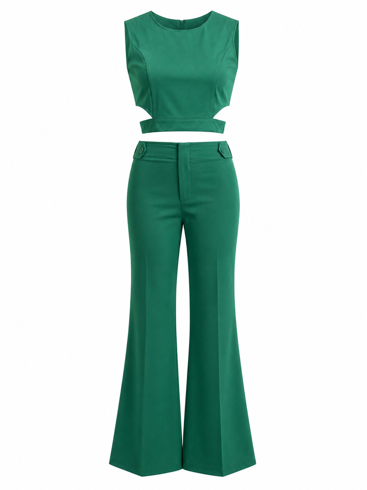 Cut-Out Crop Top & Flared Pants Set — Eclipse
