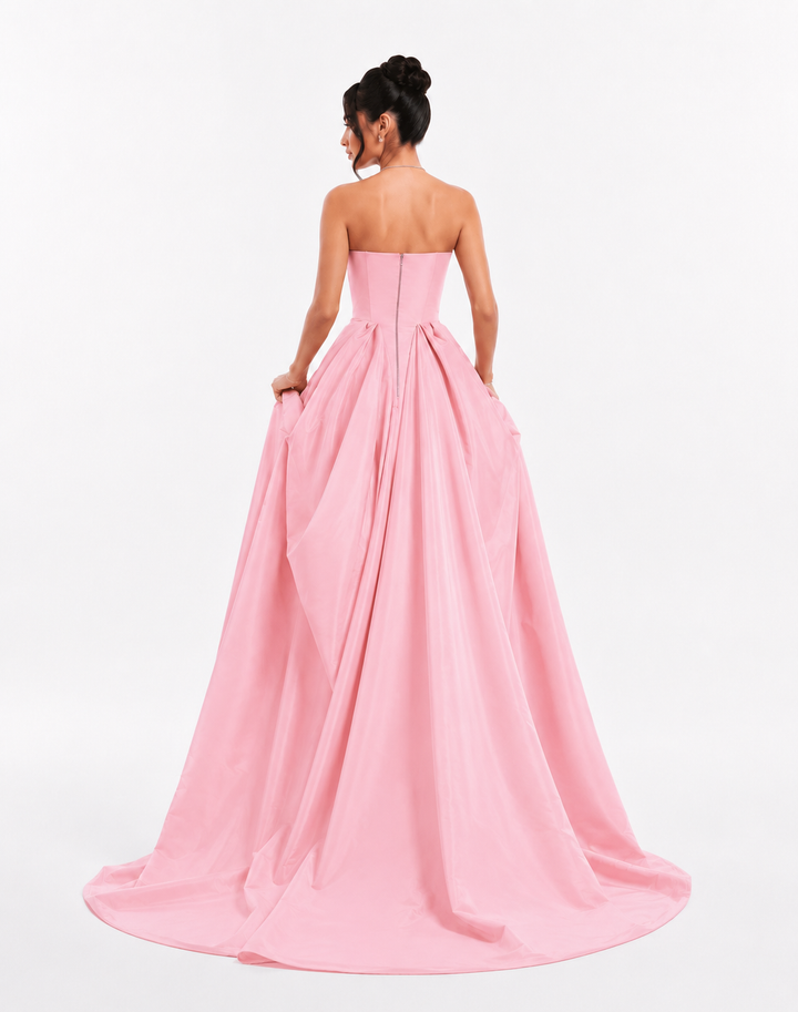 Strapless Draped Ball Gown – Rosé