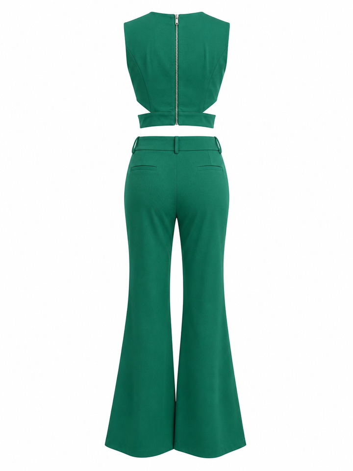 Cut-Out Crop Top & Flared Pants Set — Eclipse