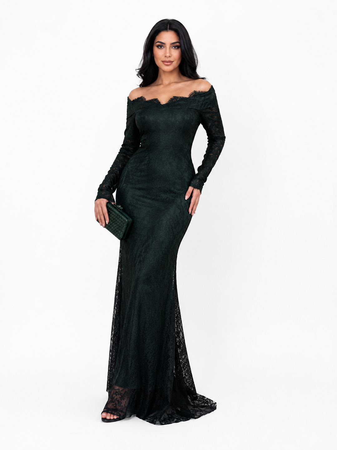 Lace Mermaid Maxi Dress - Emerald