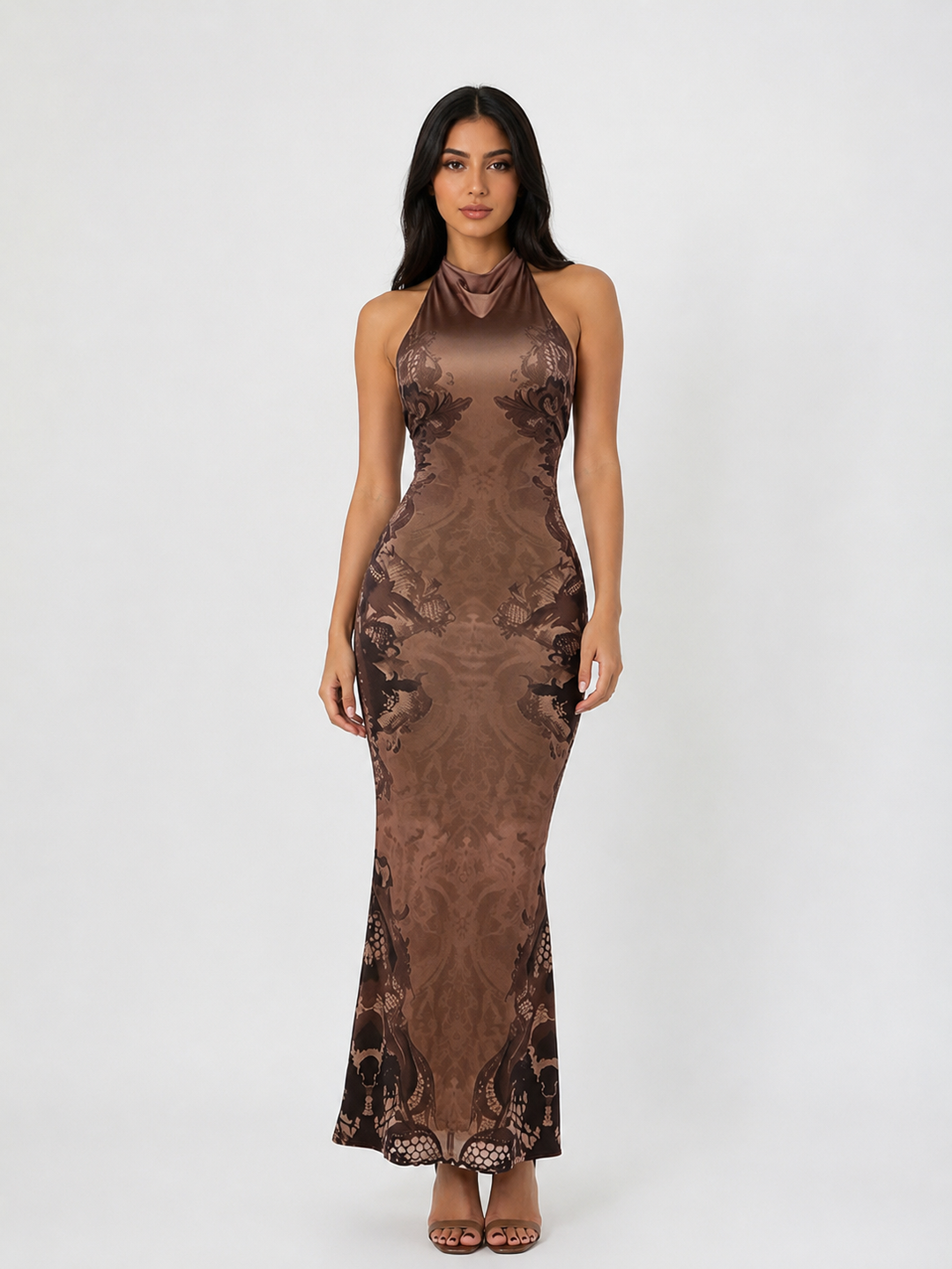Vintage Halter Mermaid Maxi Dress - Velvet