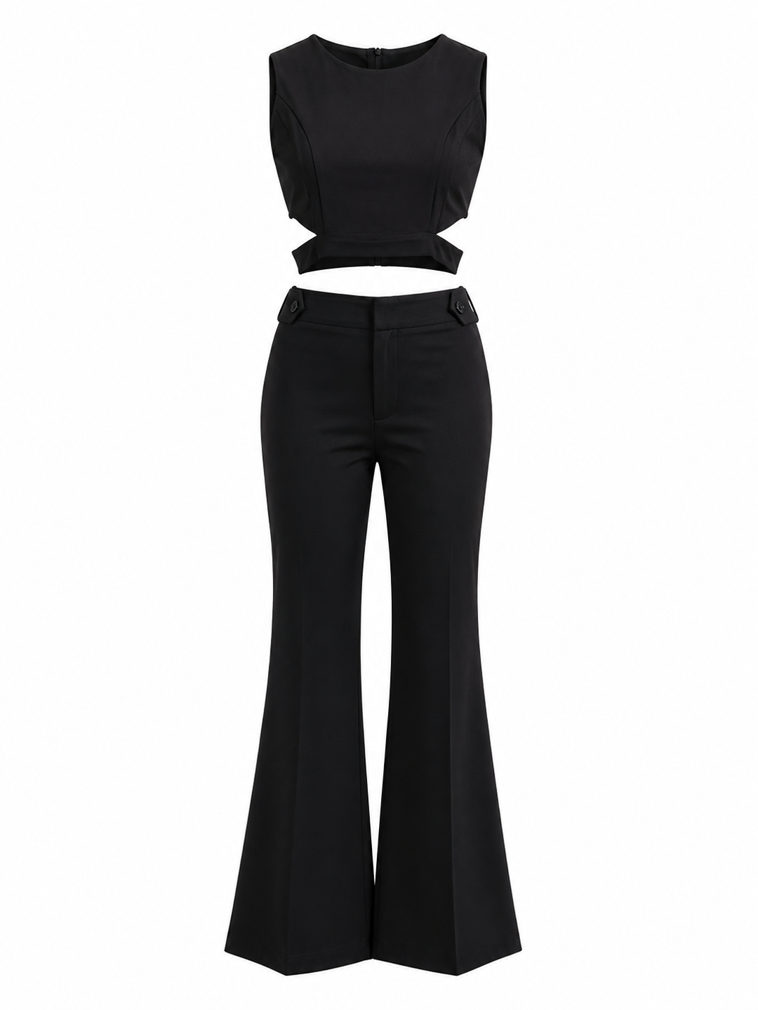 Cut-Out Crop Top & Flared Pants Set — Eclipse