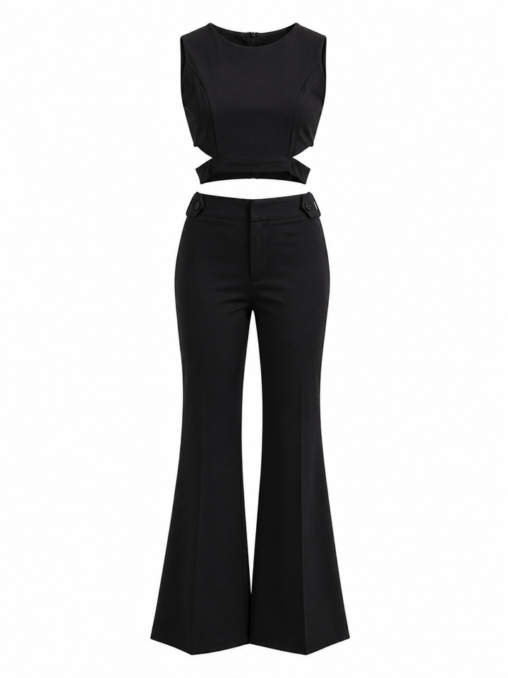 Cut-Out Crop Top & Flared Pants Set — Eclipse