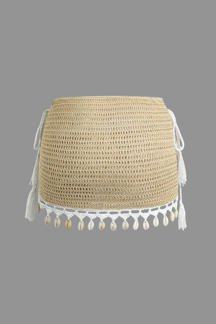 Crochet Shell Tassel Knit Skirt