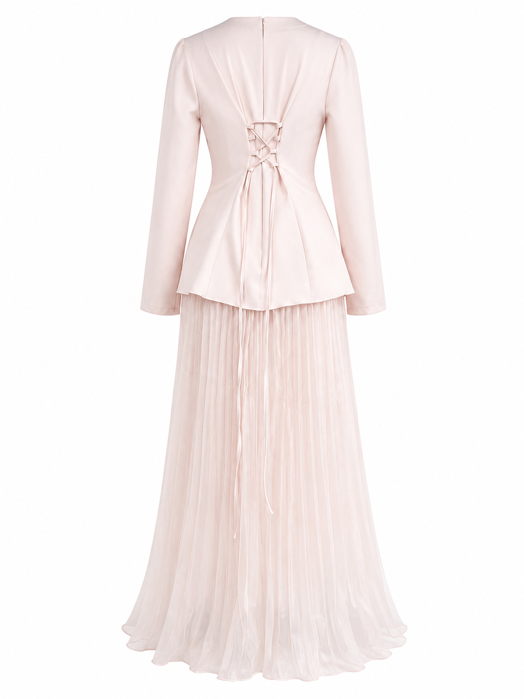 Elegant Pleated Maxi Dress - Pearl