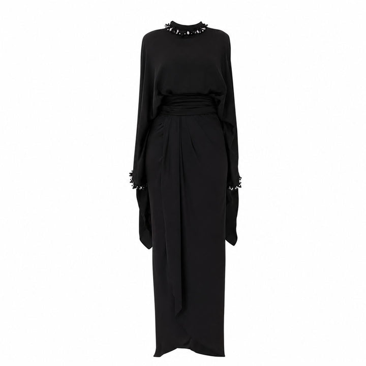Crystal Collar Draped Maxi Dress - Grace
