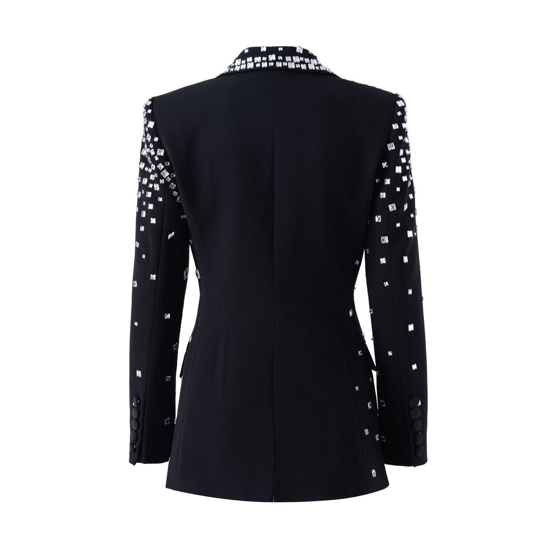 single-breasted blazer with crystal stud detailing – STUD